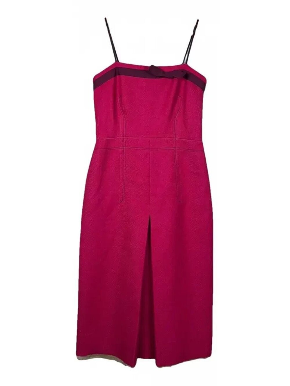 Prada vintage runway 2000 red wool dress with bow